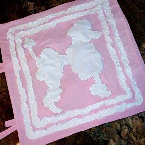 Levtex Home Pink & White Poodle Applique 17" Tie Back Cotton Pillow Cover